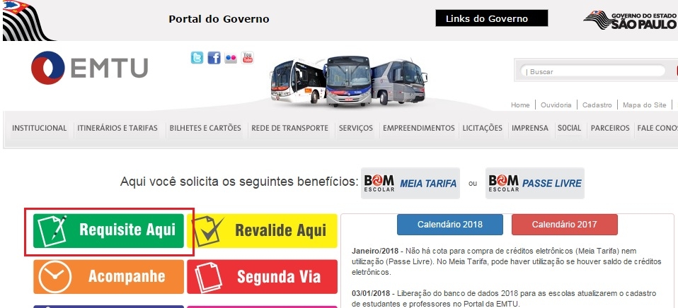 Divulgação: site oficial da EMTU