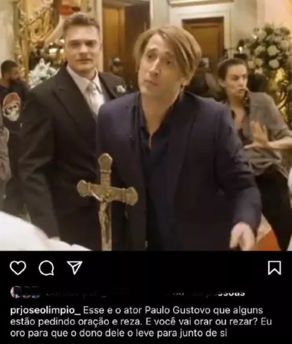 Post do pastor José Olimpio, que desejou morte de Paulo Gustavo